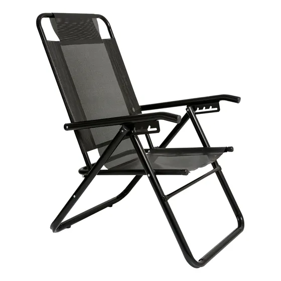 Reposera Silla Alta Playa Aluminio 5p Coversol Black Edition