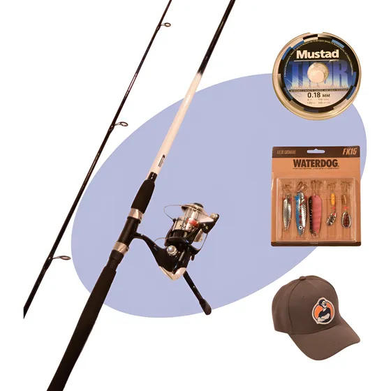 Kit Combo Pesca Caña Y Reel Waterdog Completo Para Spinning