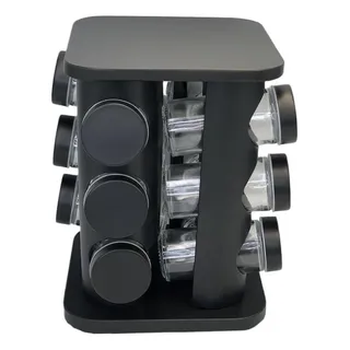 Porta Tempero GiratĂłrio Inox Preto 12 Potes Vidro Iddeale Porta Tempero GiratĂłrio Inox Preto 12 Potes Vidro Iddeale