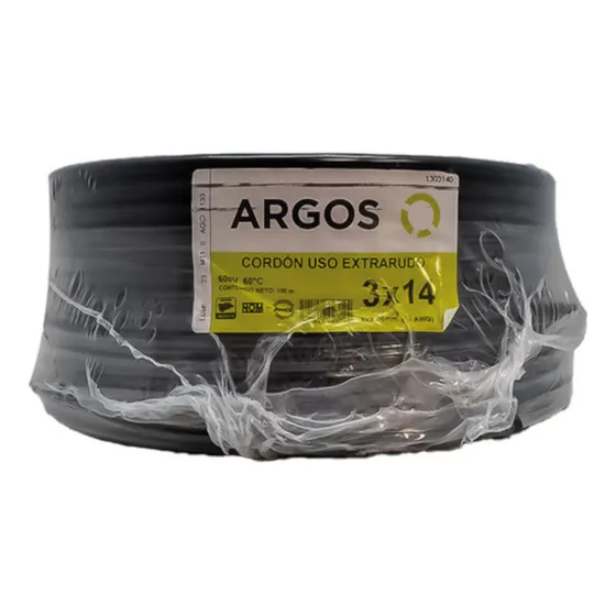 Cable Uso Rudo 3x14 Awg 100m De Cobre 600v 1303140 Argos