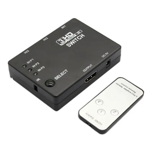 Spliter Switch Hdmi 3x1 1080p 3 Entradas Remoto Full Hd