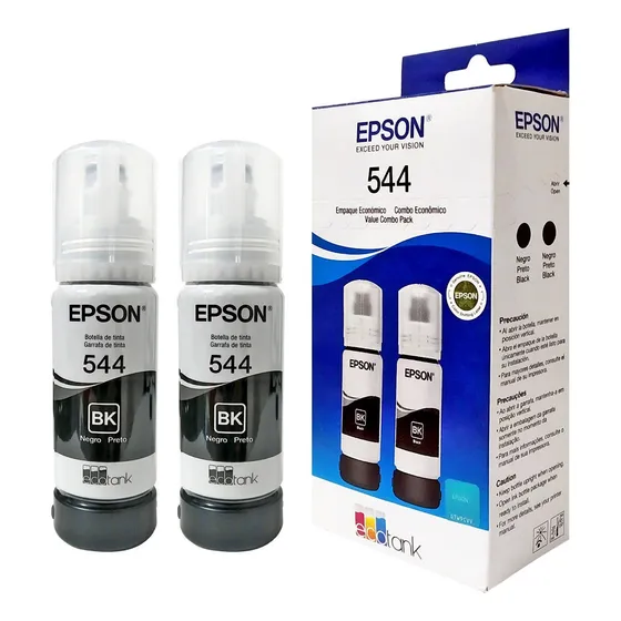 Kit 2 Refis Tinta Preta Epson T544 Original L3110 L3150