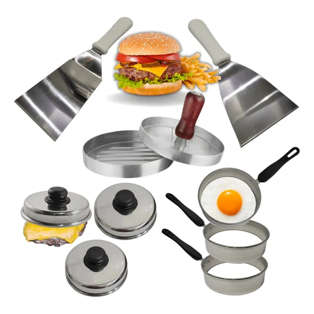Utensílios Lanchonete Para Preparo Hambúrguer Com Espátulas