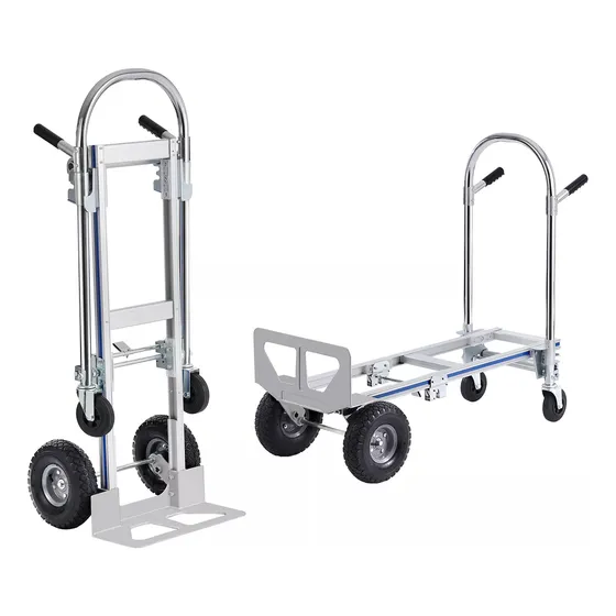 Vevor Carretilla De Mano De Aluminio, 2 En 1, 800 Libras Plateado