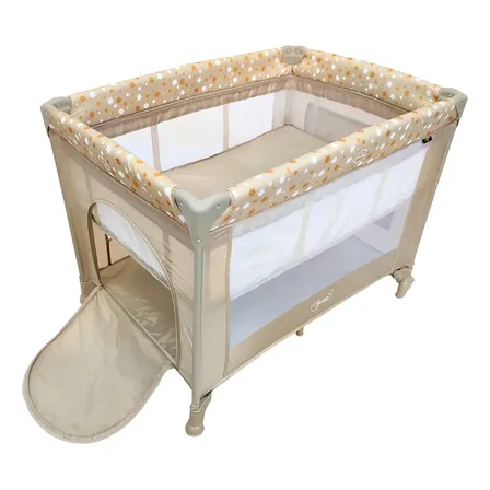 Berço Portátil Infantil Cercado Desmontável Lune Maxi Baby - BEGE