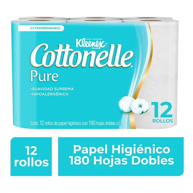Papel Higiénico Kleenex Cottonelle Pure 12 Rollos