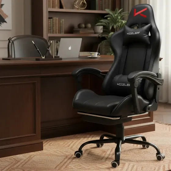 Silla Gamer Kuzler Masajeador Lumbar Reposapies Negro | Cuotas sin interés