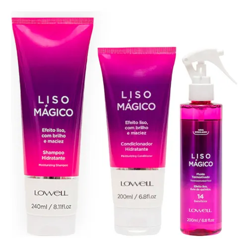 Kit Liso Mágico (shampoo + Condicionador + Fluído) Lowell