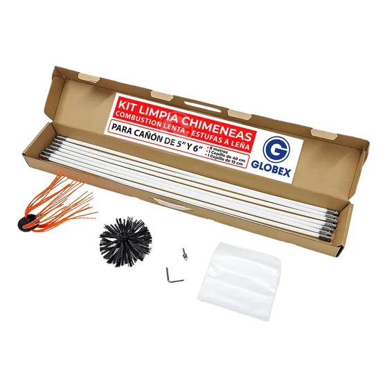 Kit De Limpieza Chimeneas Con 8 Varillas + Cabezal Adicional