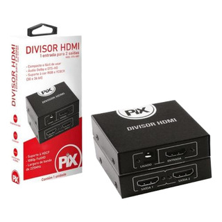 Divisor Hdmi 1.3 1 Entrada X 2 Saídas Preto Pix Divisor Hdmi 1.3 1 Entrada X 2 Saídas Preto Pix
