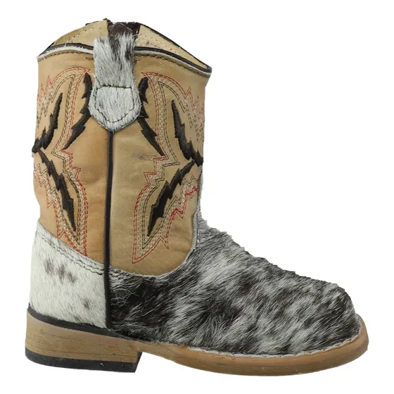 Botas Vaqueras Niño Piel Pelo Vaca Chatas Rodeo Cierre Hule 