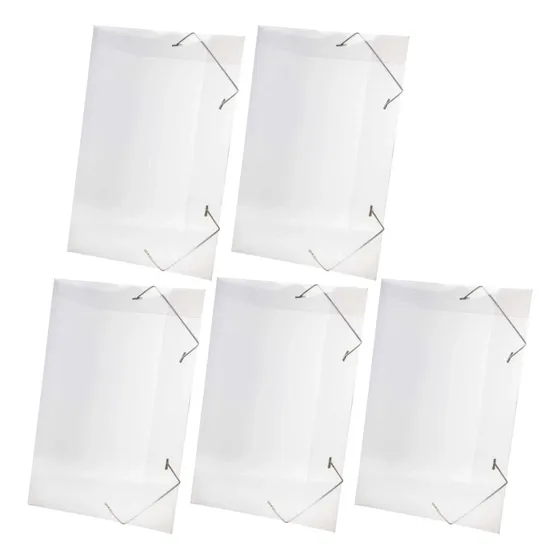 Kit 5 Pastas Aba Elástica Ofício Pp Line Cristal Dello