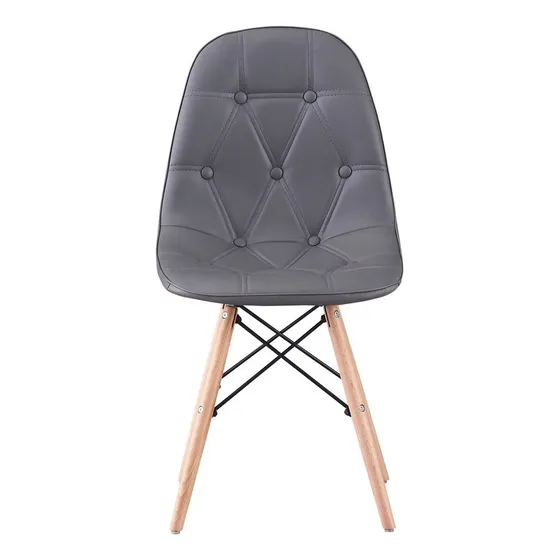 Silla Eames Gris Acolchada Botones Moderna Sala Comedor 