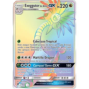 Exeggutor De Alola Gx Rara Arcoiris Carta Pokémon+10 Carta