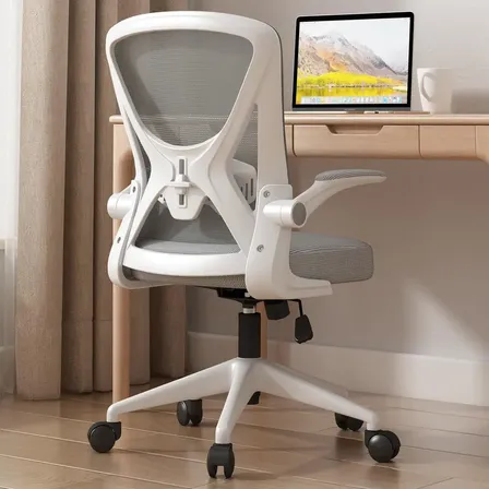 Silla De Escritorio Ergonómica Con Soporte Lumbar Ajustable Color Blanco/gris Material Del Tapizado Algodón