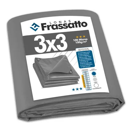 Lona 3x3 Cinza Impermeavel Piscina Barraca Camping Telhado