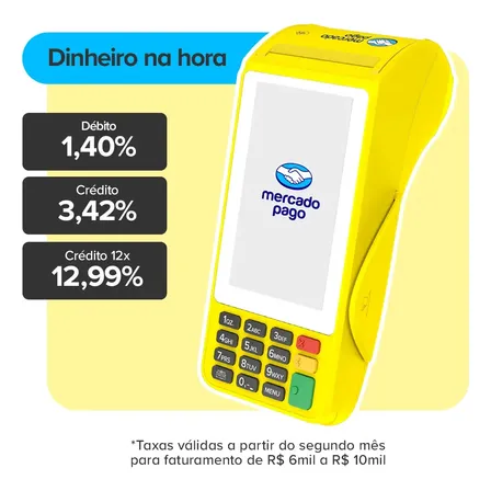 Maquininha De Cartão Pro 3 Mercado Pago Point Amarela Vivo 4g/Wifi/Nfc