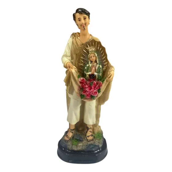 Juan Diego Con Virgen De Guadalupe Mini Resina Religiosa