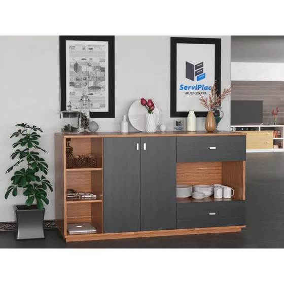 Bahiut Vajillero Modular Mueble Living Melamina 1.40 Moderno