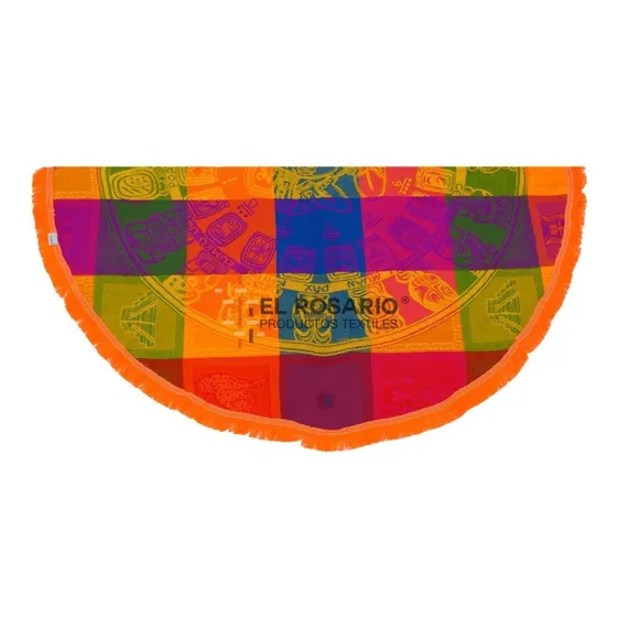 Souvenir México Mantel Prehispánico Redondo 1,5m (2 Pack) Color Cal.maya/colorín Turquesa1