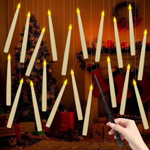 Juego 20 Velas Flotantes Sin Llama Con Varita Mágica