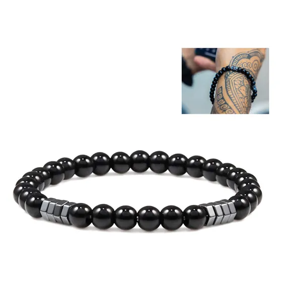 Pulsera De Hombre Piedra Ónix Brillante Elegante