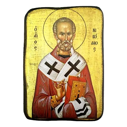 Icono Madera San Nicola Cristiana Ortodoxa Griega A0