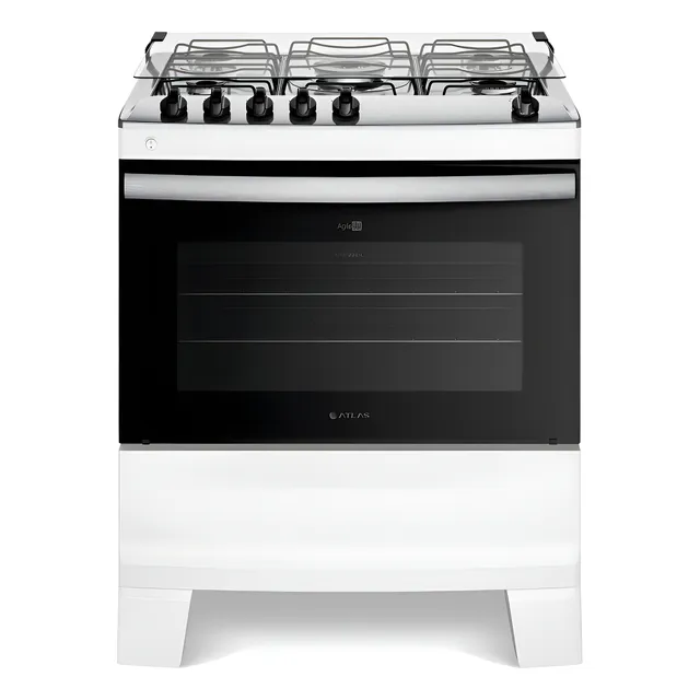 Fogão 5 Bocas Branco Com Mesa Inox Atlas Agile Up