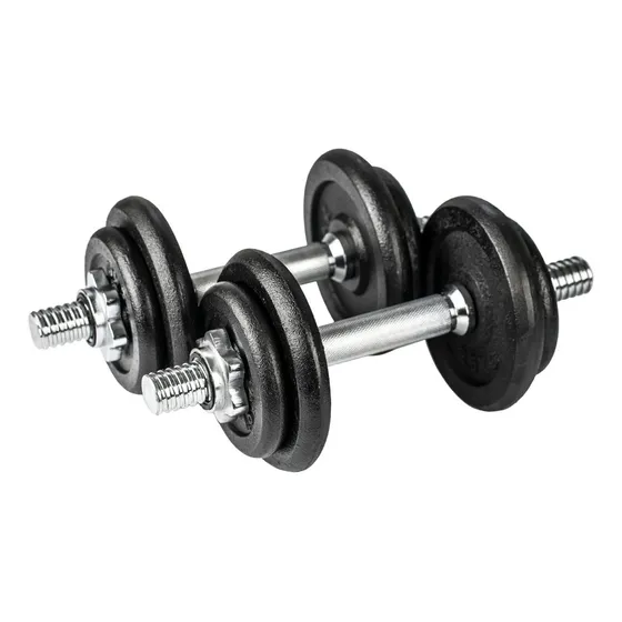 Par Mancuerna Cromada Maciza A Rosca + 20 Kg En Discos Gym