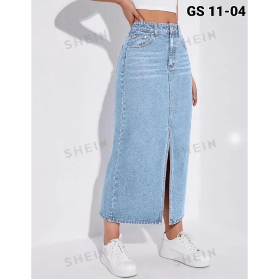 Falda Larga De Dama De Jean A La Moda
