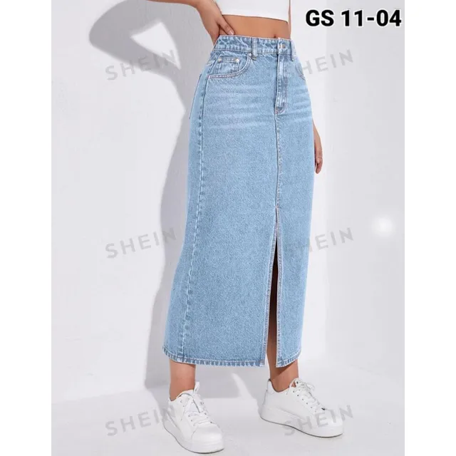 Falda Larga De Dama De Jean A La Moda