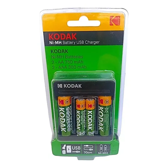 Cargador Kodak De Pila Recargable Para Aa & Aaa + 4 Pilas 