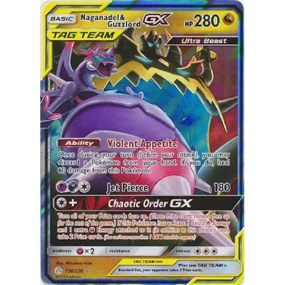 Naganadel & Guzzlord Gx 158/236 Ultra Raro Pokemon Tcg