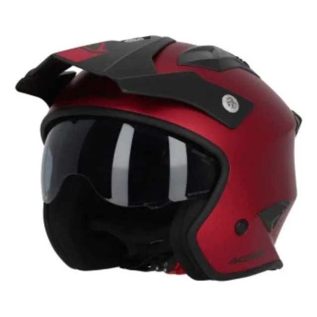 Casco Jet Aria Acerbis Para Moto Color Rojo
