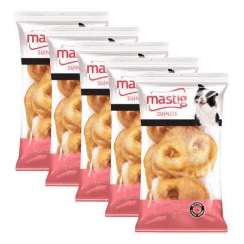 Kit 5 Petisco Natural Focinho Palito Suíno 2 Pç Mastig