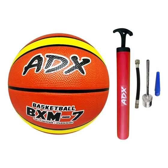 Balon Basquet Bxm7 #7 + Bomba Adx Peso/medida Reglamentaria