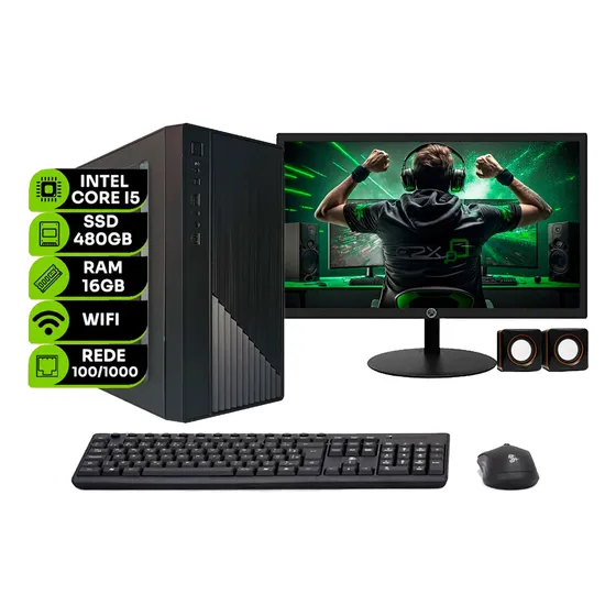 Computador Completo Intel Core I5 16gb Ssd 480gb Monitor 20