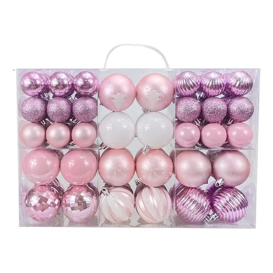 Juego De 86 Bolas De Navidad De Color Rosa Para Árbol ...