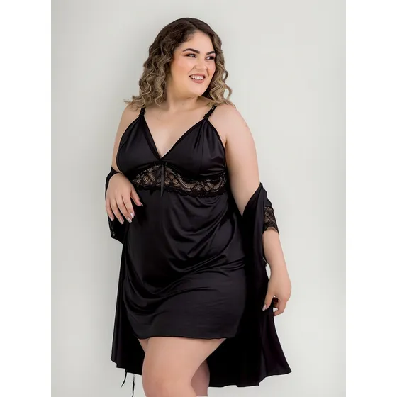 Robe Plus Size Com Camisola Amamentação 50 52 54 56 Hobby