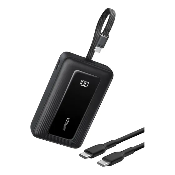 Carregador Portátil Power Bank Anker 20000mAh 45W Carga Turbo Rápida Display Digital Cor Preto Com 1
