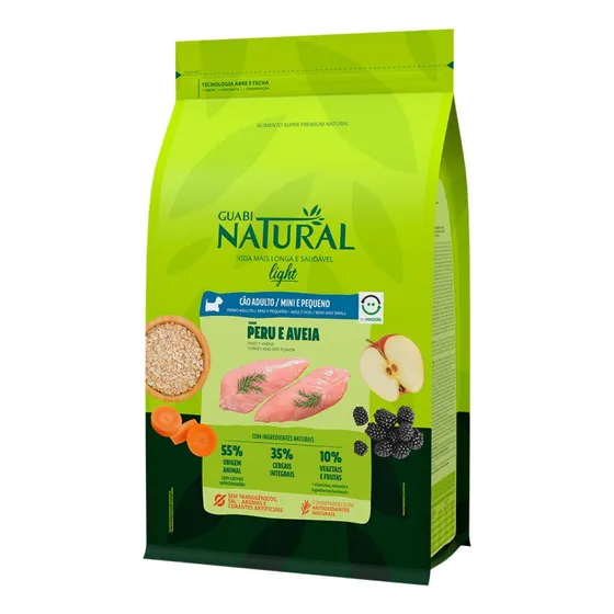 Alimento Natural Super Premium Light para cão adulto de raza mini y pequeno sabor peru y aveia de 2.5 kg