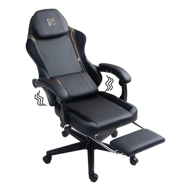 Silla Gamer Plus Ergonomica Masajeador Reposapies Nenotech Color Naranja Material del tapizado Cuero sintético
