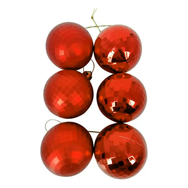 Set X 12 Bolas 6 Cm Rojo Diamante Adorno Decoracion Navideña
