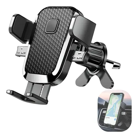 Soporte Celular Auto Rejilla Giratorio Para iPhone Samsung Negro