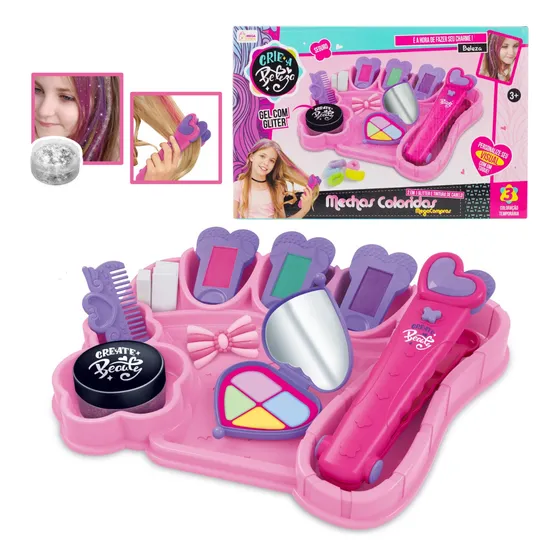 Mechas Coloridas Kit Menina Pinte O Cabelo Com Brilho