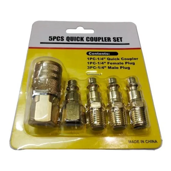 Kit Acople Manguera Compresor De Aire 1/4 Juego 5 Piezas Npt