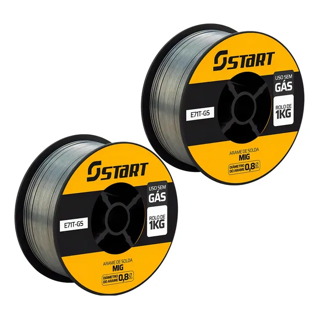 Arame Para Solda Mig Uso Sem Gás 0.8mm - Kit 2 Rolos De 1 Kg E71t-gs Start Cinza