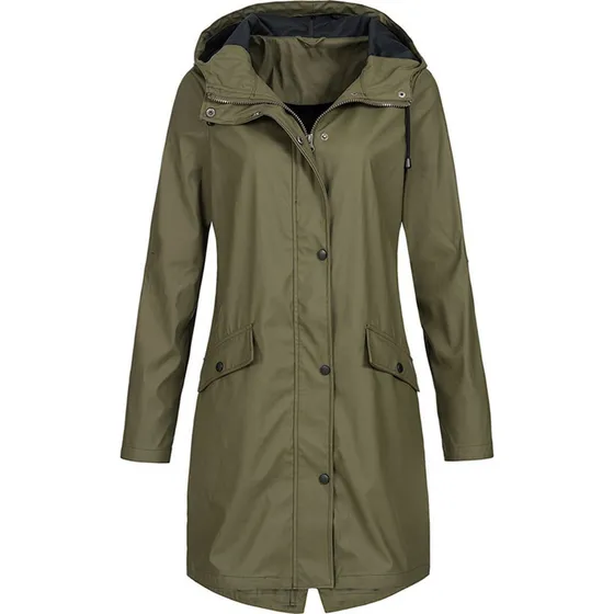 Chaqueta De Lluvia Sólida For Mujer A4 Outdoor Plus Size Wa