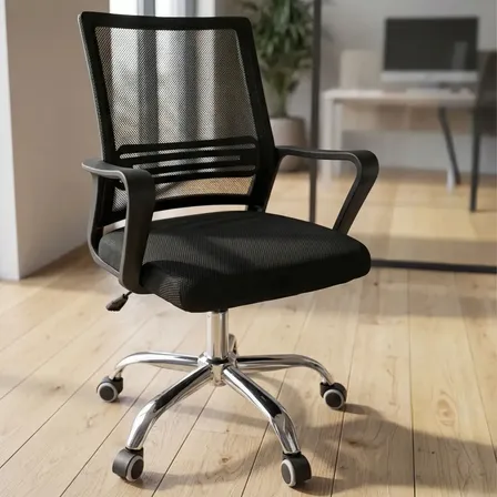 Cadeira De Escritório Ergonomica Giratoria Office Secretaria Apoio Lombar Reforçado Estofado Mesh Altura Regulável