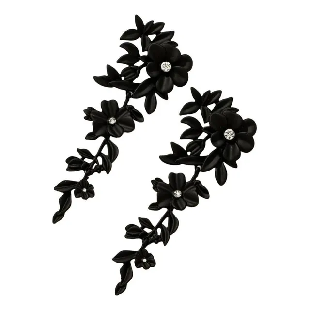 Pendientes Largos Con Diseño De Diamante De Imitación Flor